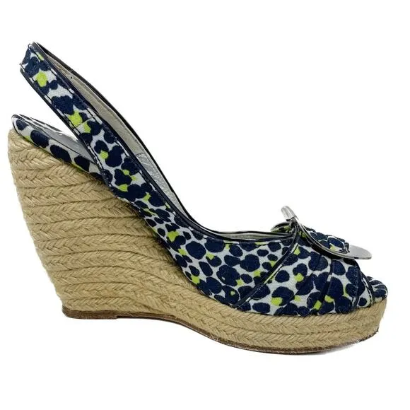 Roger Vivier Cordella Espadrille Wedge Slingback Sandals size 38 / US7-7.5