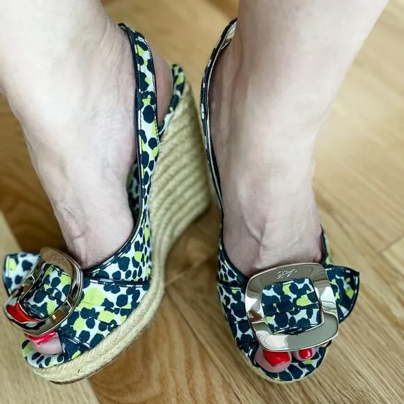 Roger Vivier Cordella Espadrille Wedge Slingback Sandals size 38 / US7-7.5