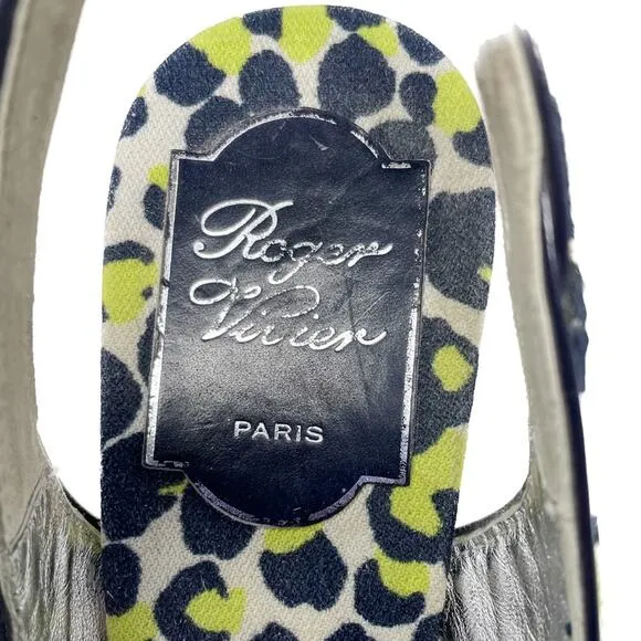 Roger Vivier Cordella Espadrille Wedge Slingback Sandals size 38 / US7-7.5