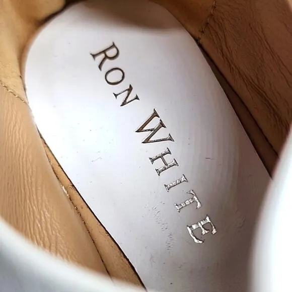 RON WHITE NICHOLE ICE WHITE LEATHER SNEAKERS POINTED TOE SIZE 7.5US 38IT