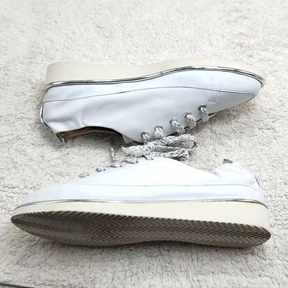 RON WHITE NICHOLE ICE WHITE LEATHER SNEAKERS POINTED TOE SIZE 7.5US 38IT