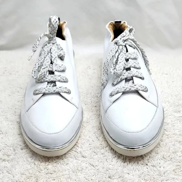RON WHITE NICHOLE ICE WHITE LEATHER SNEAKERS POINTED TOE SIZE 7.5US 38IT