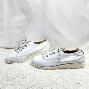 RON WHITE NICHOLE ICE WHITE LEATHER SNEAKERS POINTED TOE SIZE 7.5US 38IT