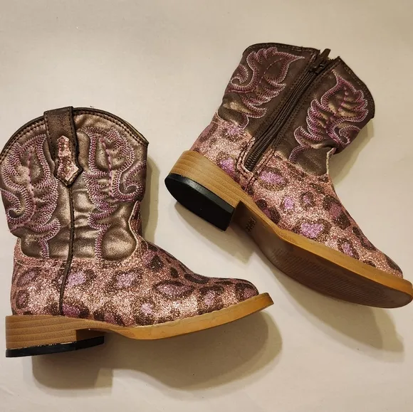 Roper size 7 toddler shoes cheetah pink glitter country girl so cute