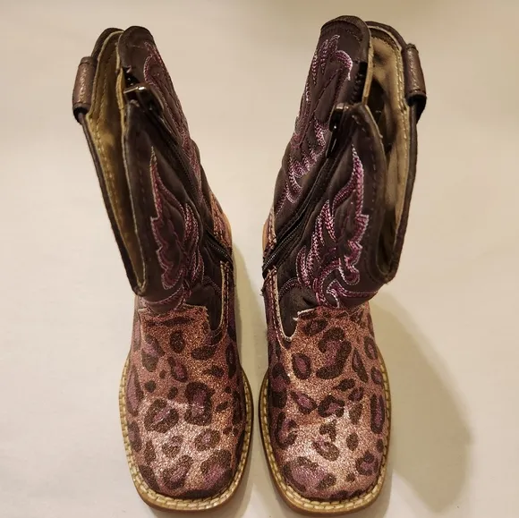 Roper size 7 toddler shoes cheetah pink glitter country girl so cute