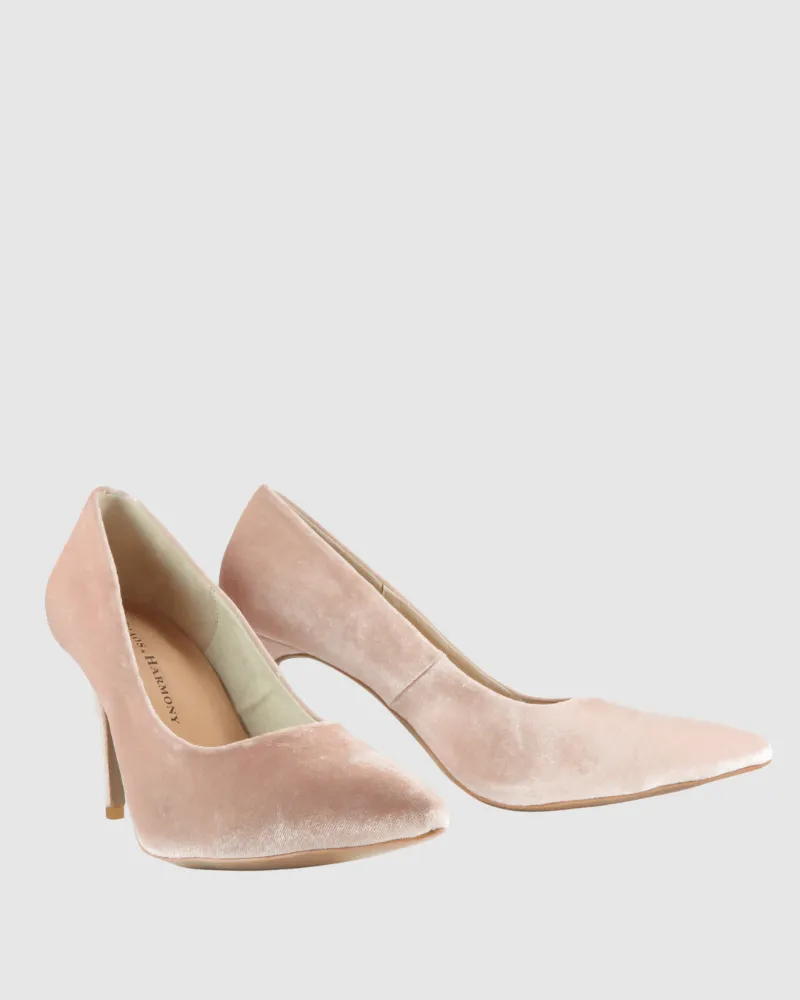 Rosette Heel - Blush Velvet