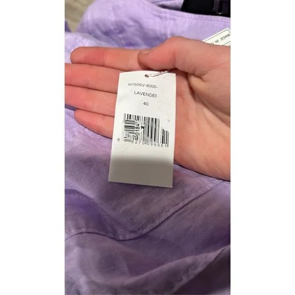 Rosso35 Purple Short Sleeved Linen Dress Size 4 (40)