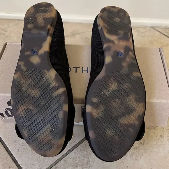 Rothy's Black Flats with Gold Buckle