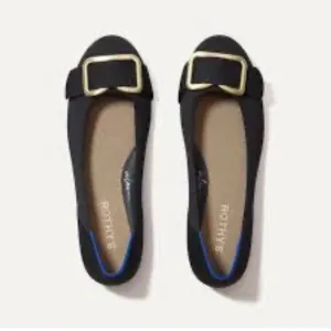 Rothy's Black Flats with Gold Buckle