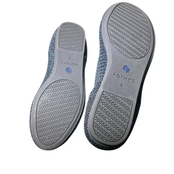 Rothy's Blue Metallic Lattice Flats Limited Edition Size 5