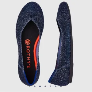 Rothy's Blue Metallic Lattice Flats Limited Edition Size 5