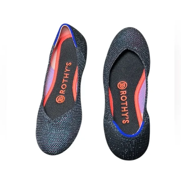Rothy's Blue Metallic Lattice Flats Limited Edition Size 5
