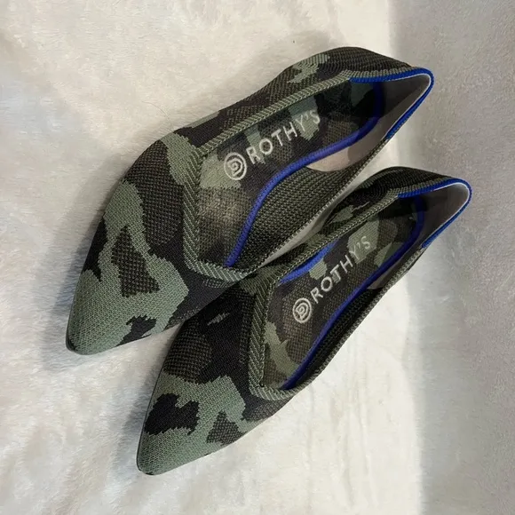 Rothy's Green and Black Camouflage Flats