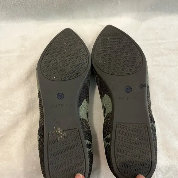 Rothy's Green and Black Camouflage Flats
