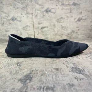 Rothy's Retired The Point Gray Camo Camouflage White Halo Pointed Flats Shoes