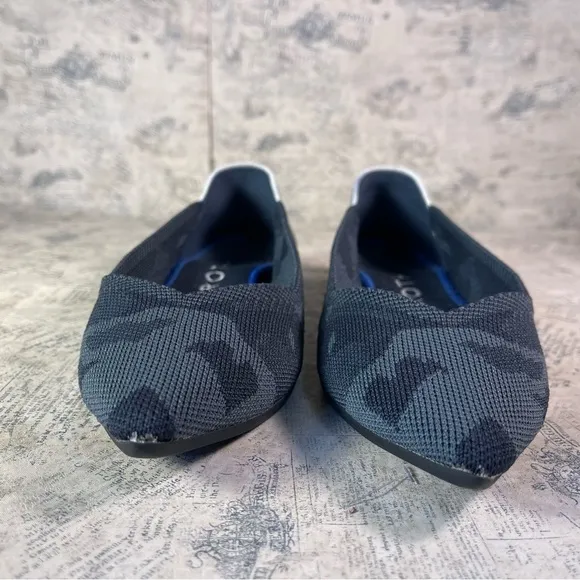 Rothy's Retired The Point Gray Camo Camouflage White Halo Pointed Flats Shoes