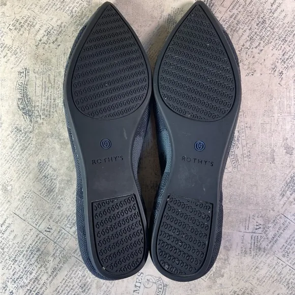 Rothy's Retired The Point Gray Camo Camouflage White Halo Pointed Flats Shoes