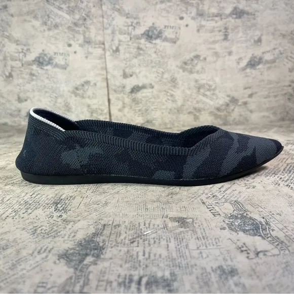 Rothy's Retired The Point Gray Camo Camouflage White Halo Pointed Flats Shoes
