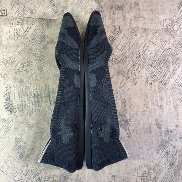 Rothy's Retired The Point Gray Camo Camouflage White Halo Pointed Flats Shoes