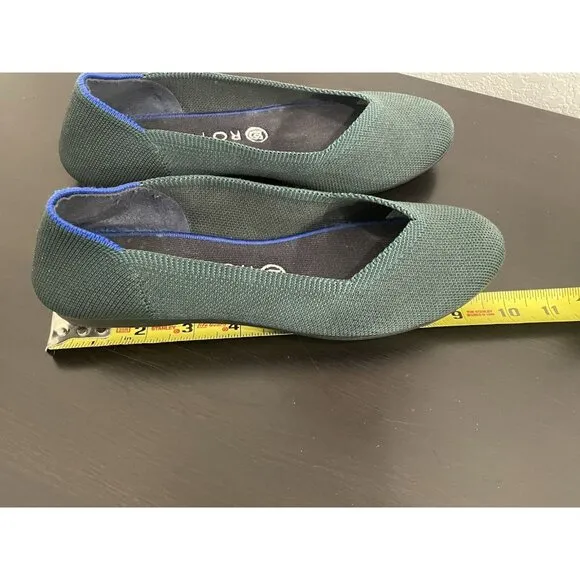 Rothy's The Flat Round Toe Emerald Green 8.5 Ballet Shoes Retired Rare Washable