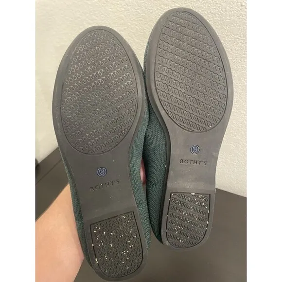 Rothy's The Flat Round Toe Emerald Green 8.5 Ballet Shoes Retired Rare Washable