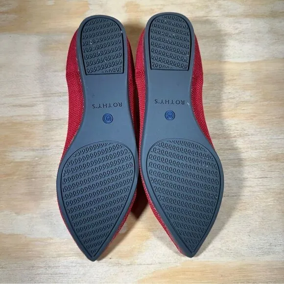 Rothy’s The Point Red Knit Shoes Women’s Size 6