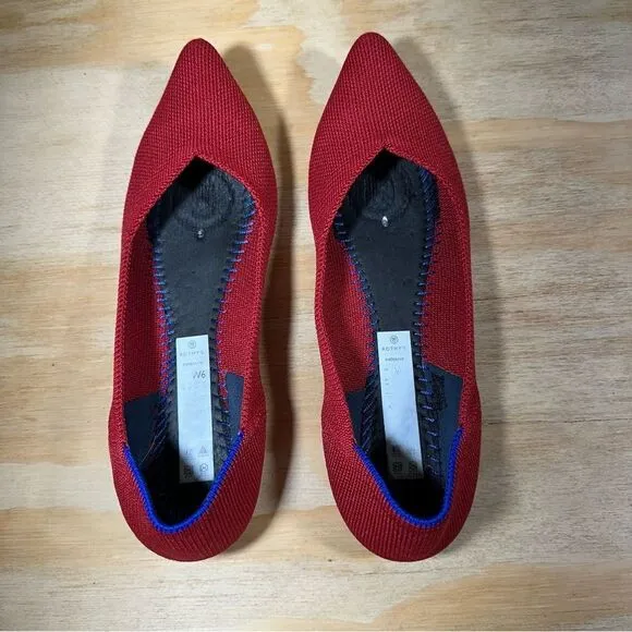Rothy’s The Point Red Knit Shoes Women’s Size 6