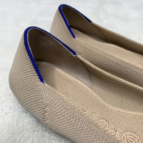 Rothy's Women's Le Point Ecru Neutral Creamy Beige Khaki Tan Flats Shoes Size 7