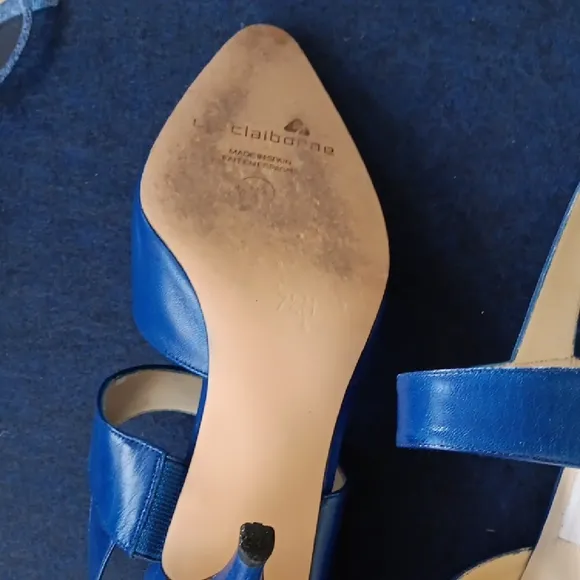 Royal Blue Leather Vintage Slingback Heels by Liz Claiborne