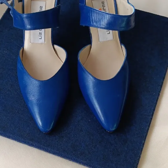 Royal Blue Leather Vintage Slingback Heels by Liz Claiborne