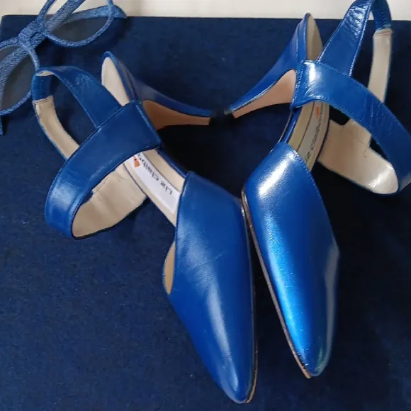 Royal Blue Leather Vintage Slingback Heels by Liz Claiborne