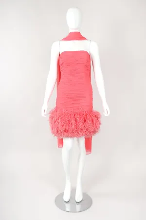 Ruched Feather Dress & Shawl