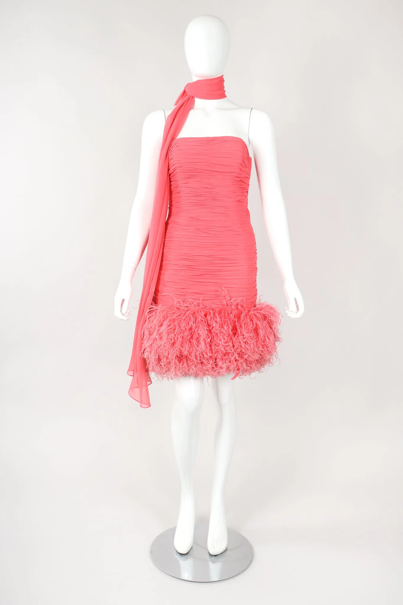 Ruched Feather Dress & Shawl