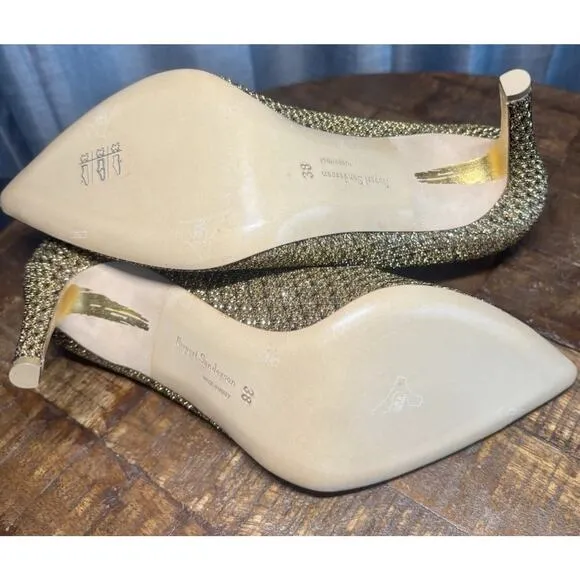Rupert Sanderson London Rare New Gold Glitter Heels womens shoes US SIZE 7