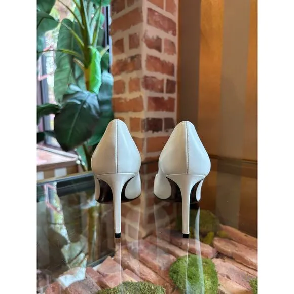SAINT LAURENT Black/White Bicolor Cap Toe Pumps