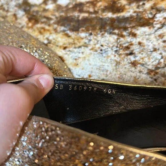 Saint Laurent Gold Glitter Women's Shoes