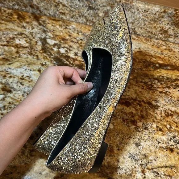 Saint Laurent Gold Glitter Women's Shoes