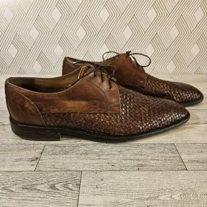 Saks Fifth Ave S5A Woven Leather Lace Up Oxford Dress Up Shoes Size 10.5 M 5889