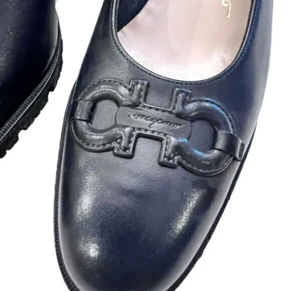 🎉SALE🎉 Salvatore Ferragamo Boutique Black Leather Heels 6 AAAA Luxury NIB‎
