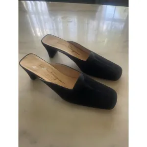 Salvatore Ferragamo Black Velvet Mules