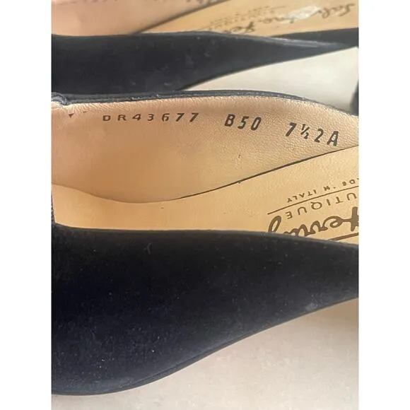 Salvatore Ferragamo Black Velvet Mules