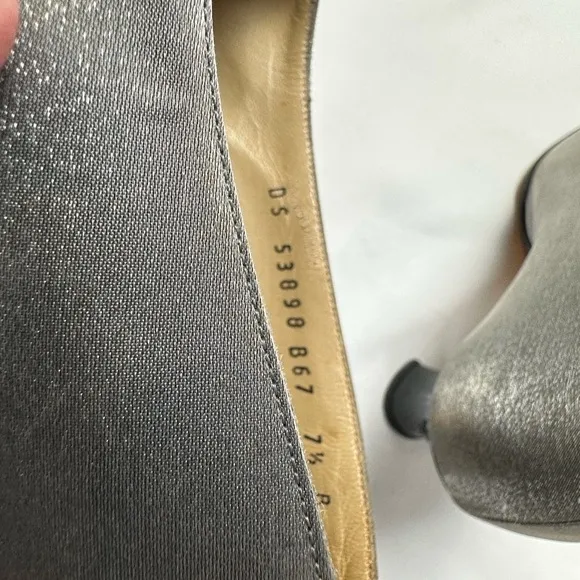 Salvatore Ferragamo Elegant Silver Women's Heels w/lace design (Size  7 1/2)