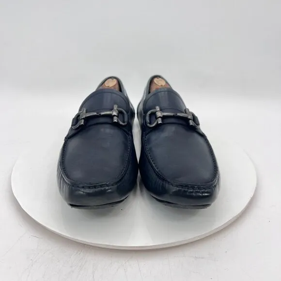 Salvatore Ferragamo Men Size 8.5EE Black Leather Horse Bit Loafer Dress Shoes