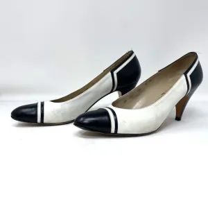 Salvatore Ferragamo Navy &amp; White Spectator Pumps Heels size 9‎ AA