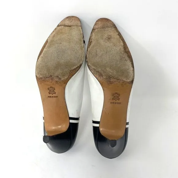 Salvatore Ferragamo Navy &amp; White Spectator Pumps Heels size 9‎ AA