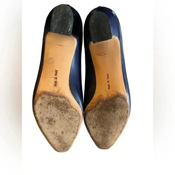Salvatore Ferragamo Screened Leather Cap Toe Pumps Classic Vintage