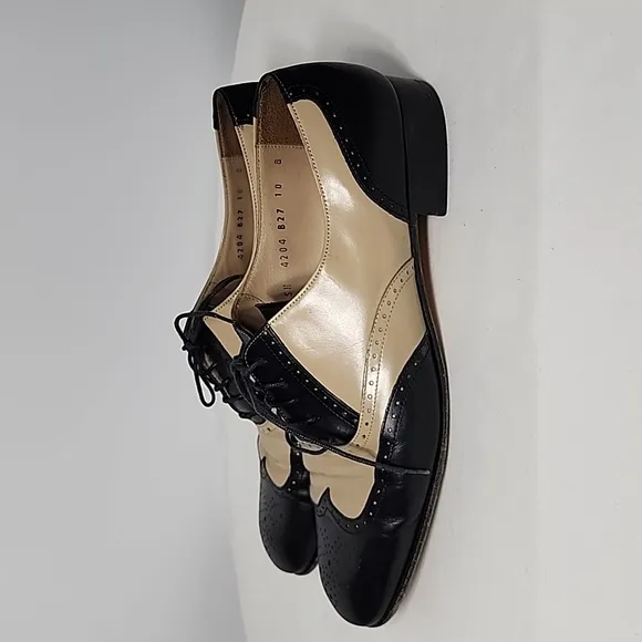 Salvatore Ferragamo SH 4204 B27 Black/Beige Low Heel Square Toe Oxford Shoes 10B
