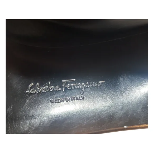 Salvatore Ferragamo Womens Black Leather Pumps Shoes Size 8.5