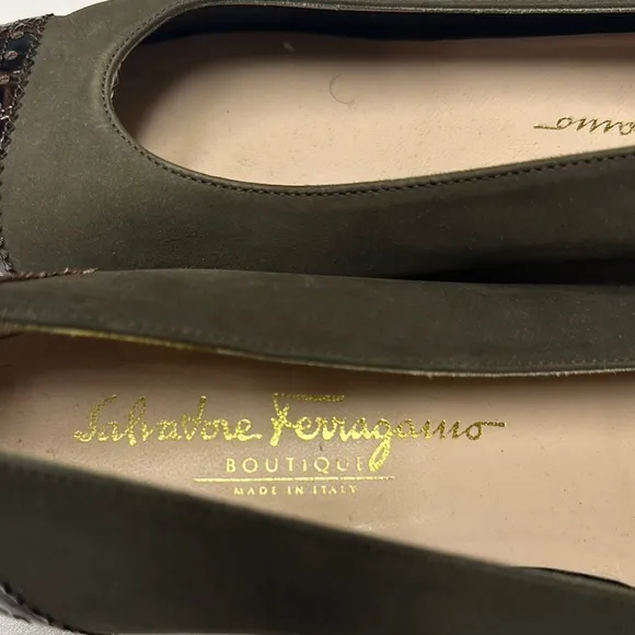 Salvatore Ferragamo Women's Olive and Brown Shoes