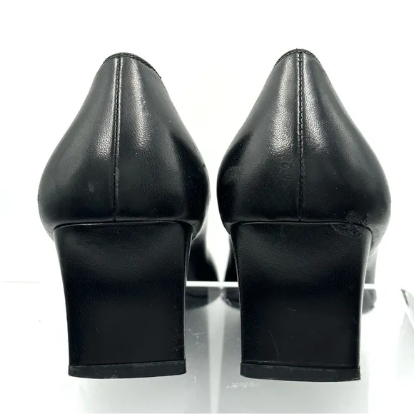 Salvatore Ferragamo Women's Pumps Leather Black Kitten Heel Shoes 9.5 2A